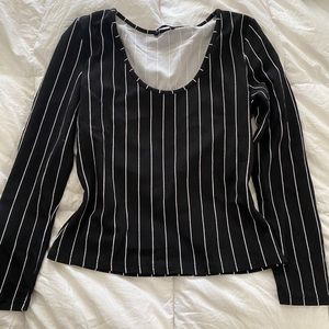 SHEIN striped black and white scooped XL shirt